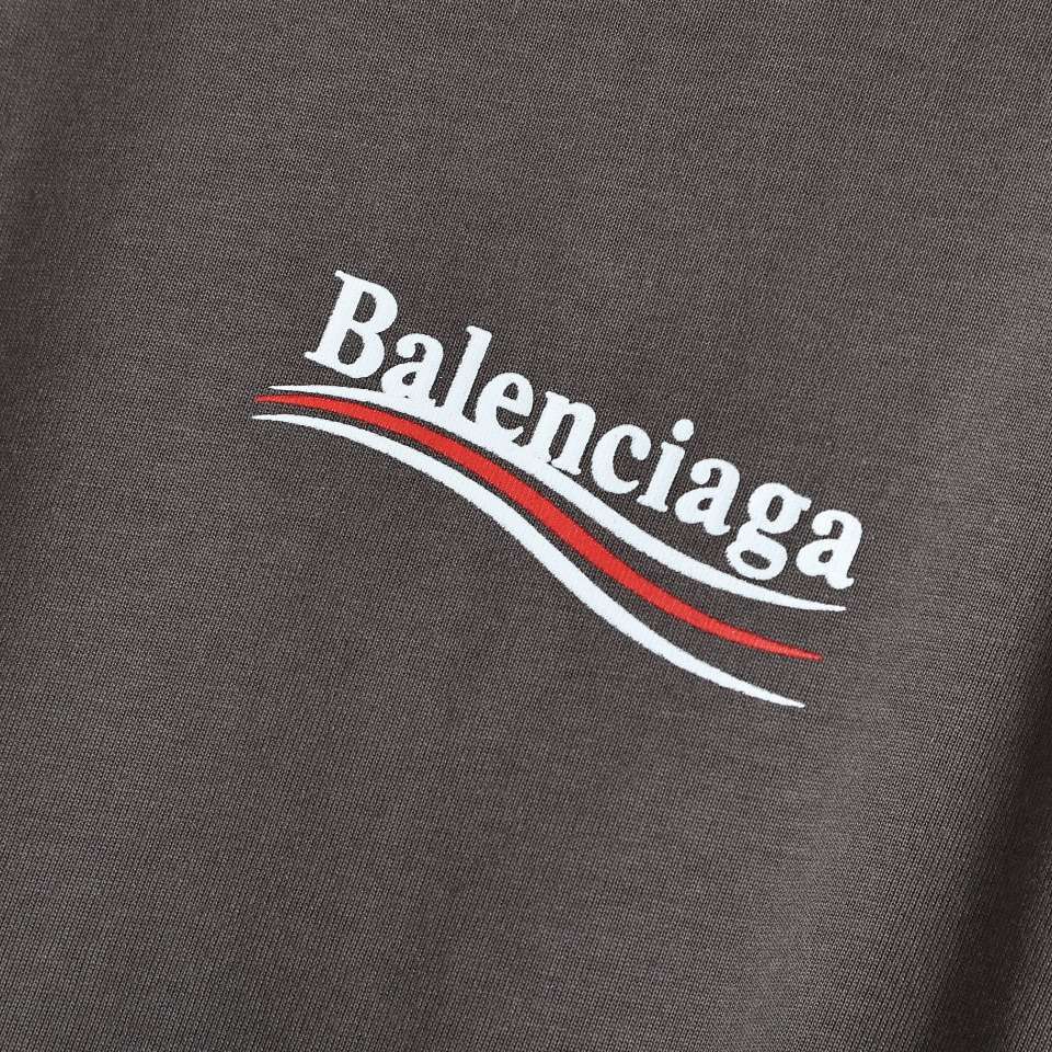 YESKICKS Balenciaga Logo Letter Print T-shirt for Unisex Military Green And Meteorite Gray