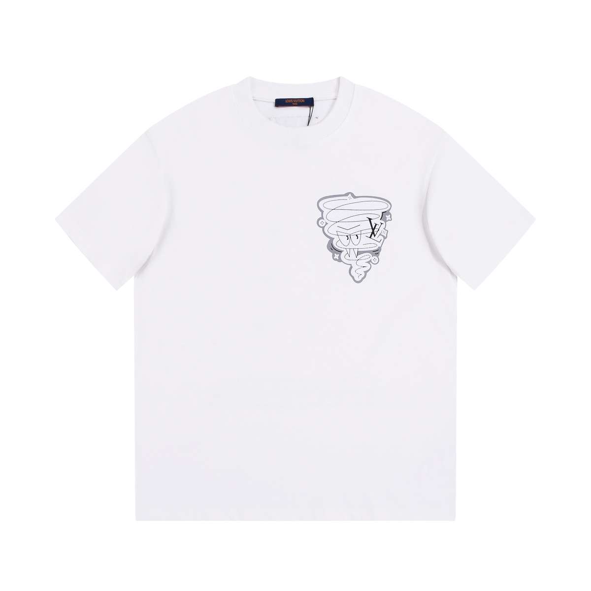 YESKICKS Louis Vuitton Logo Cartoon Casual T-shirt for Unisex Black and White