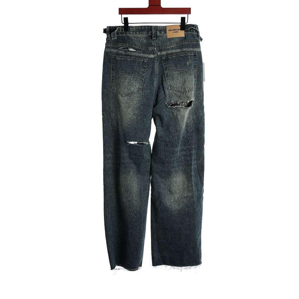 YESKICKS Balenciaga Washed And Distressed Denim Jeans For Unisex