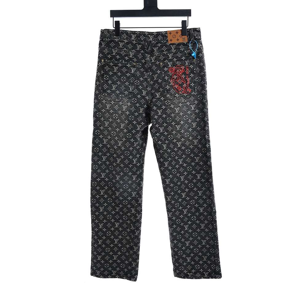 YESKICKS Louis Vuitton Little Red Riding Hole Jacquard Jeans For Unisex