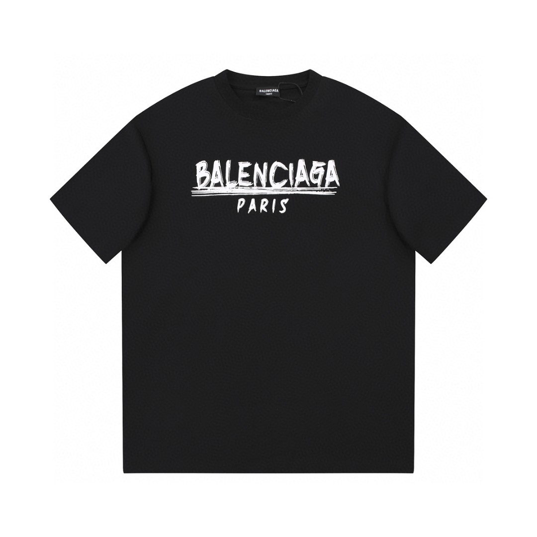 YESKICKS Balenciaga Logo Print T-shirt for Unisex Black and White