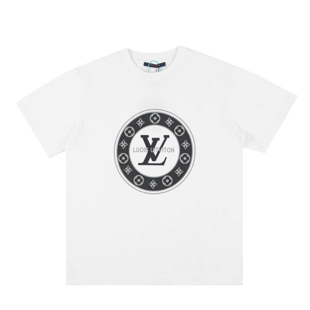 YESKICKS Louis Vuitton Logo Print T-Shirt For Unisex Black And White