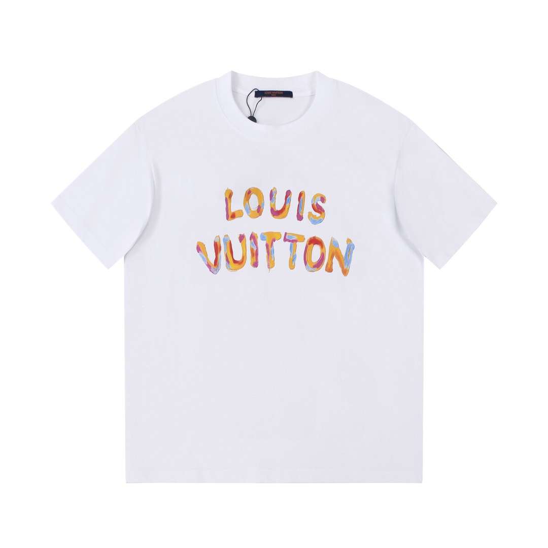 YESKICKS Louis Vuitton Color Clash Flower Print T-Shirt For Unisex Black And White