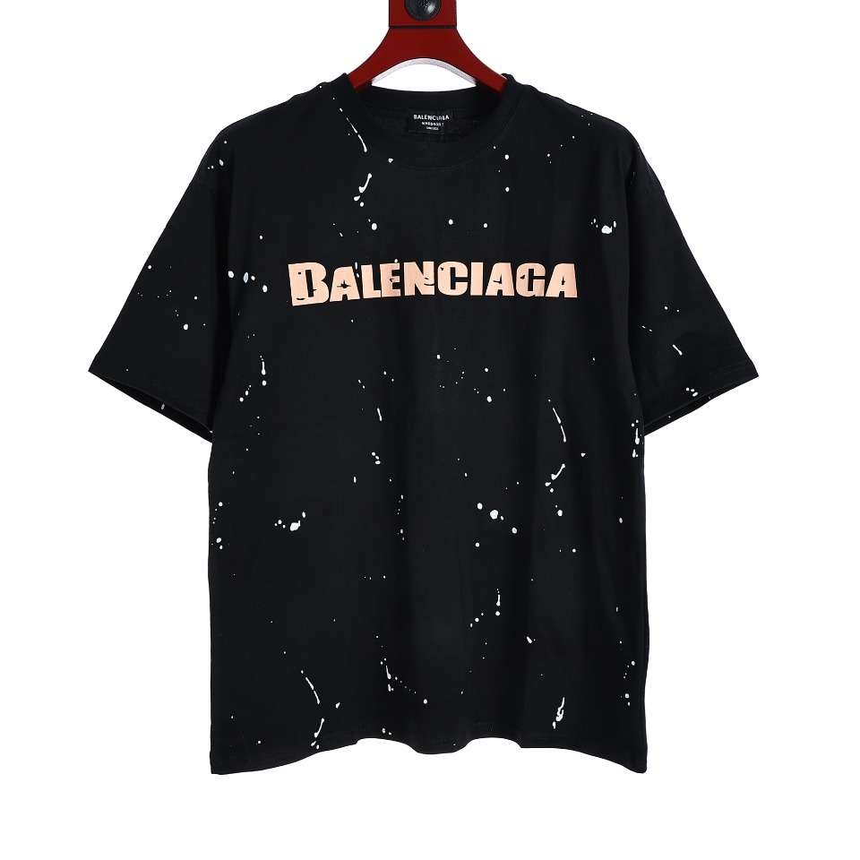 YESKICKS Balenciaga Splash Ink Monogram Print T-Shirt for Unisex Black And White