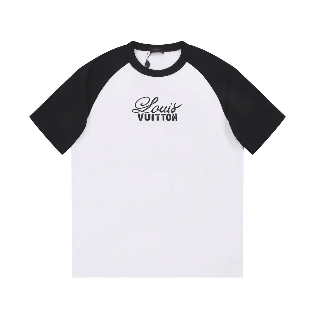 YESKICKS Louis Vuitton Colorblocked Raglan Sleeves T-shirt for Unisex Black and Blue