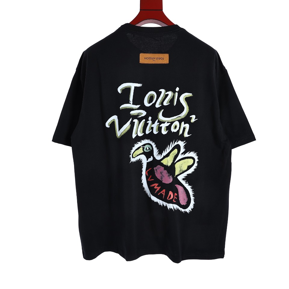 YESKICKS Louis Vuitton Graffiti Duck T-Shirt For Unisex Black And White