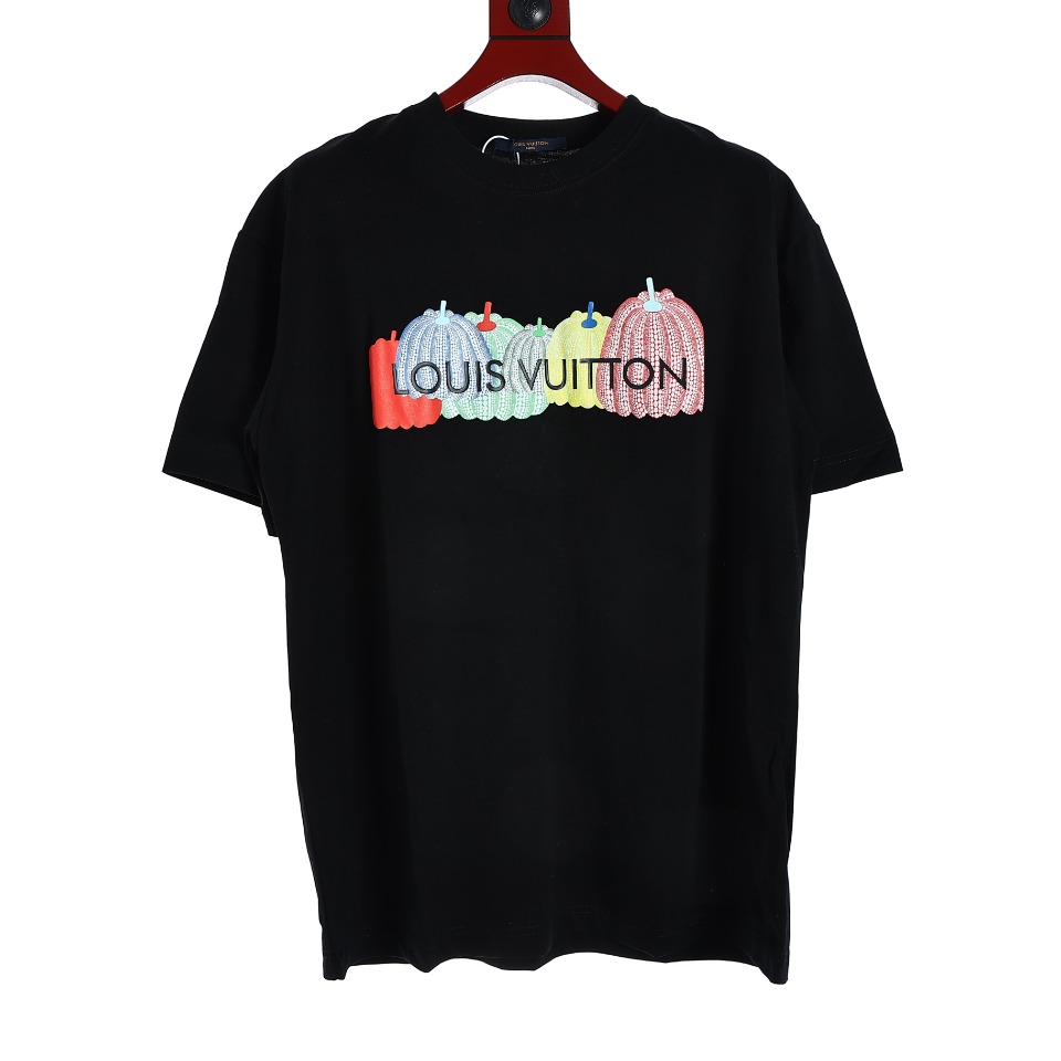 YESKICKS Louis Vuitton Cubic Pumpkin Print T-Shirt For Unisex Black And White