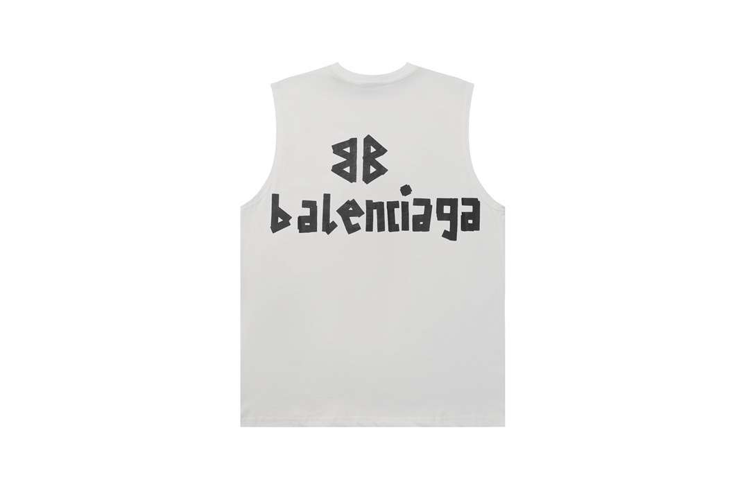 YESKICKS Balenciaga Sleeveless Tank Top Logo Print T-shirt for Unisex Black And White