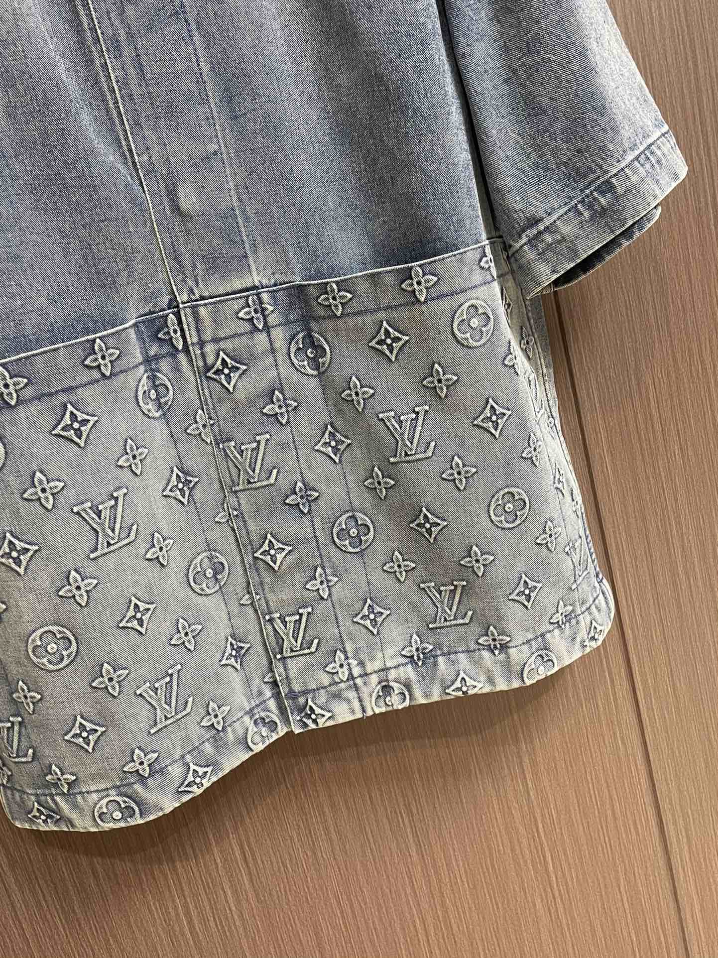 YESKICKS Louis Vuitton Monogram Denim Street Style Cotton Short Sleeves