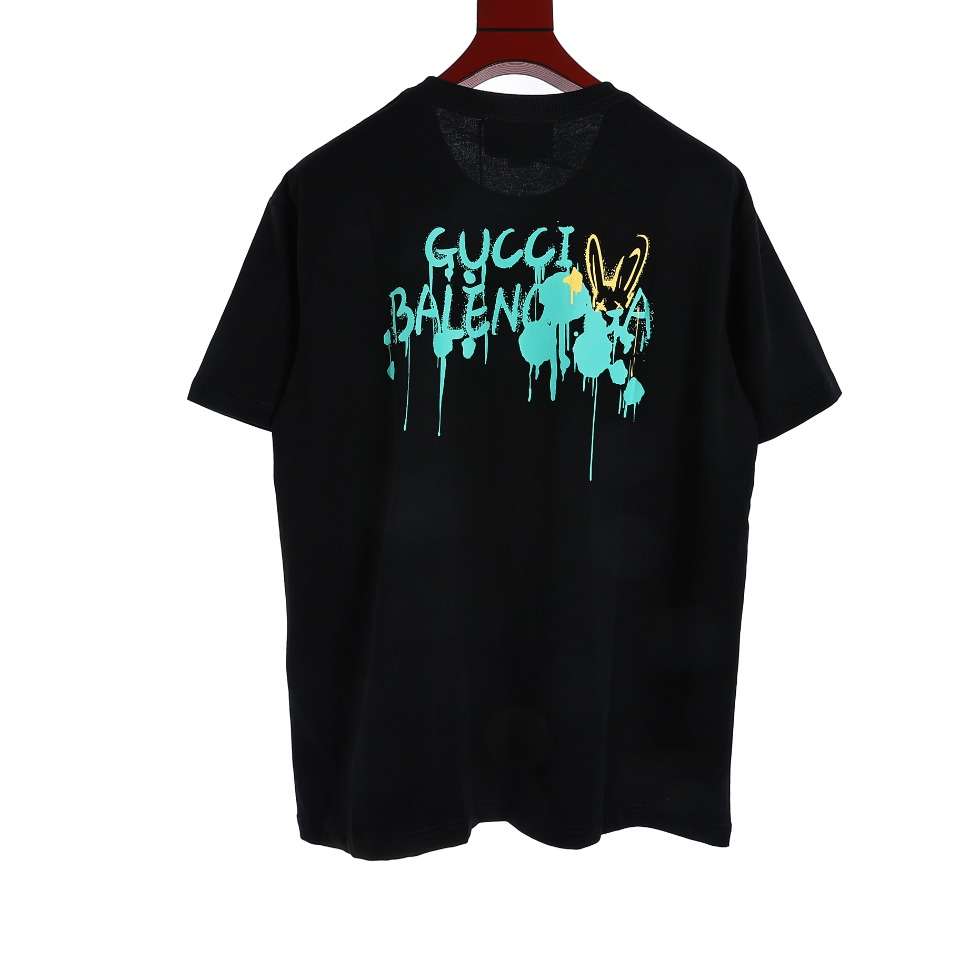 YESKICKS Gucci x Balenciaga Color Logo Print T-shirt for Unisex