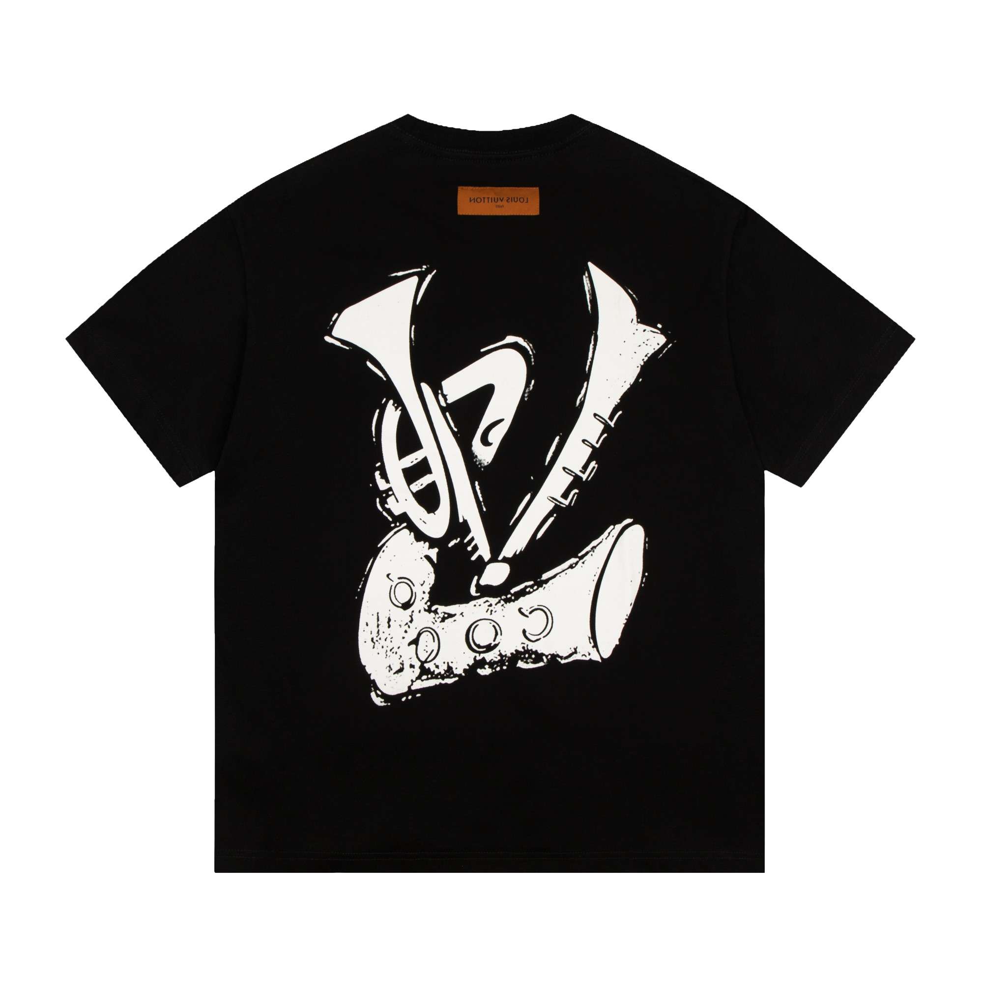 YESKICKS Louis Vuitton Creative Logo Letter Print T-Shirt For Unisex Black And White