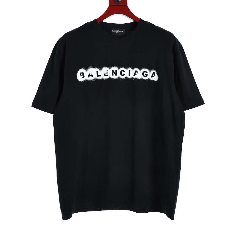 YESKICKS Balenciaga Logo Letter Print T-shirt for Unisex Black And White