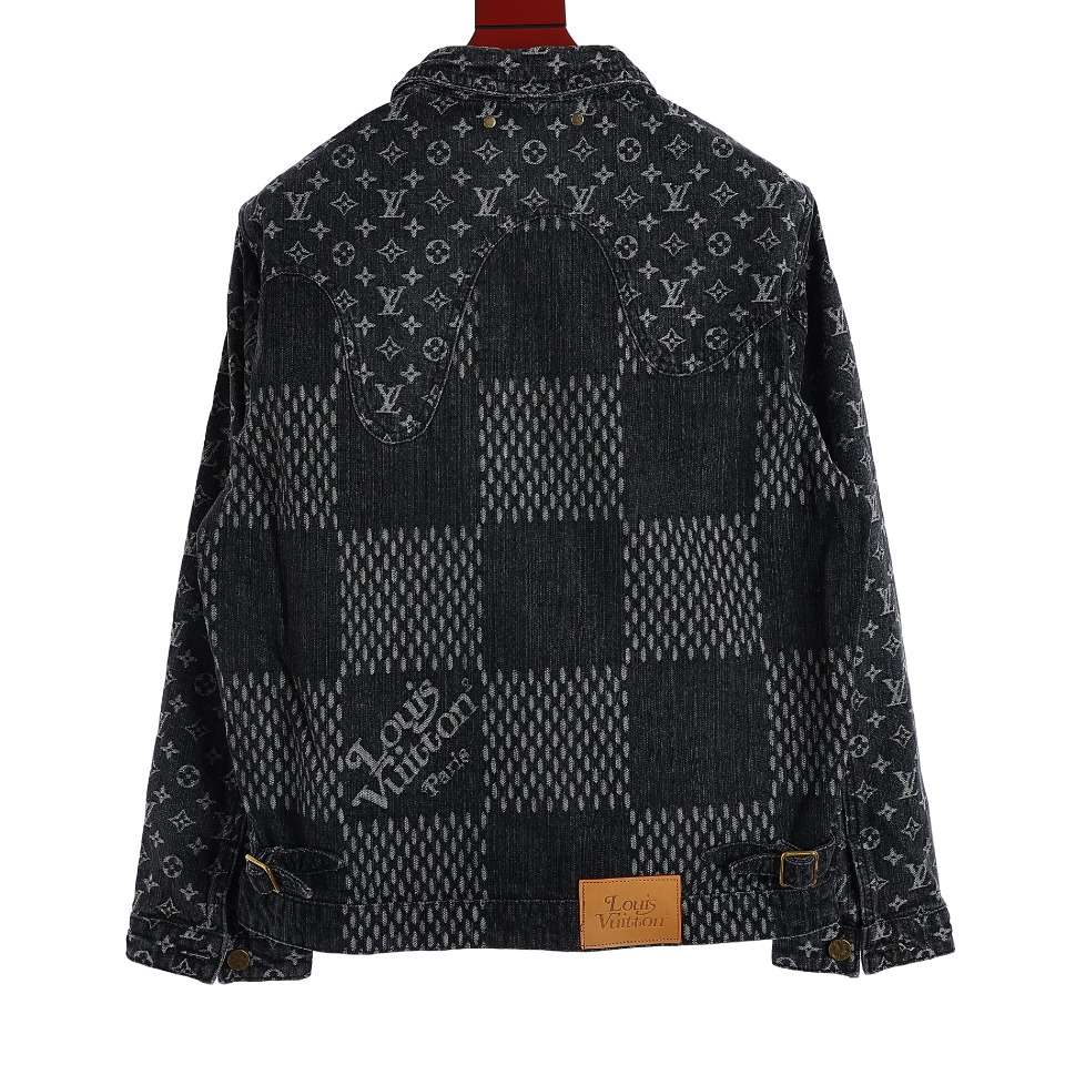 YESKICKS Louis Vuitton Street Style Monogram Logo Print Denim Jacket For Unisex