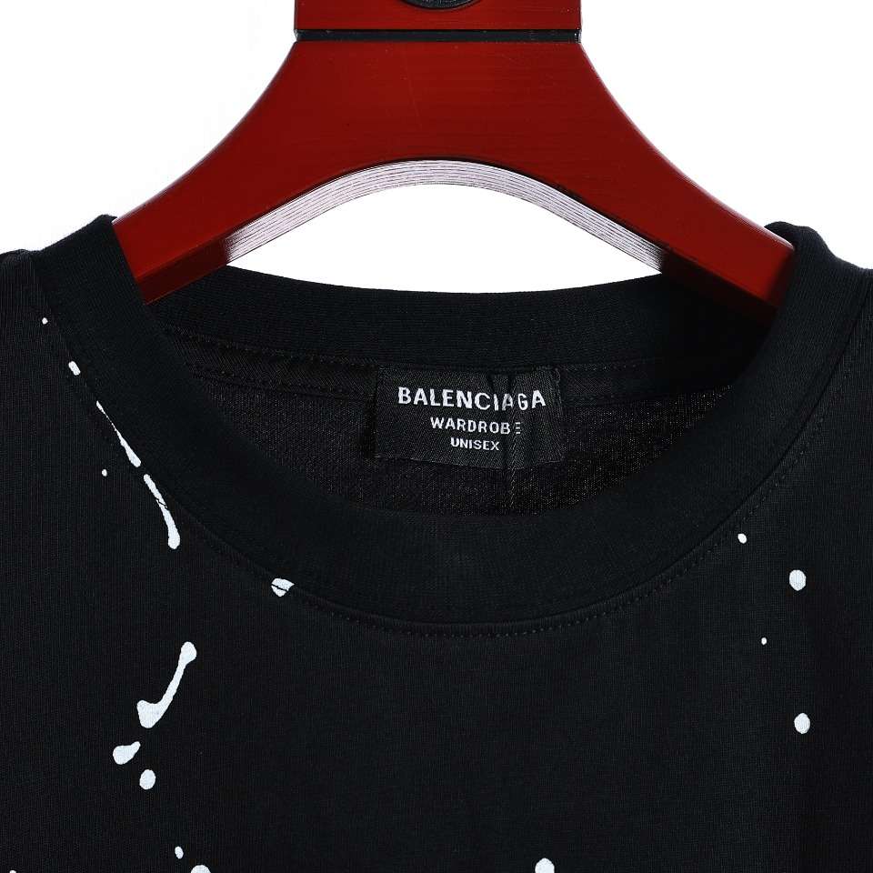 YESKICKS Balenciaga Splash Ink Monogram Print T-Shirt for Unisex Black And White