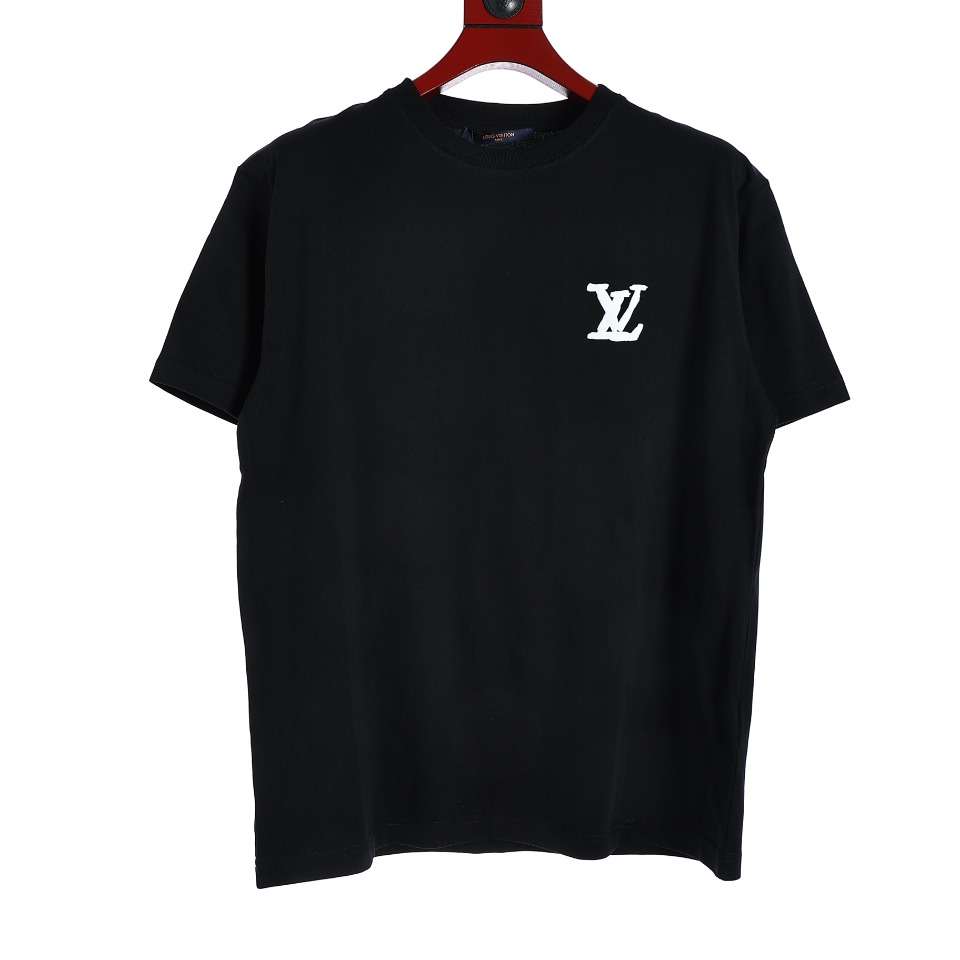 YESKICKS Louis Vuitton Graffiti Logo Foam Print T-Shirt For Unisex Black And White