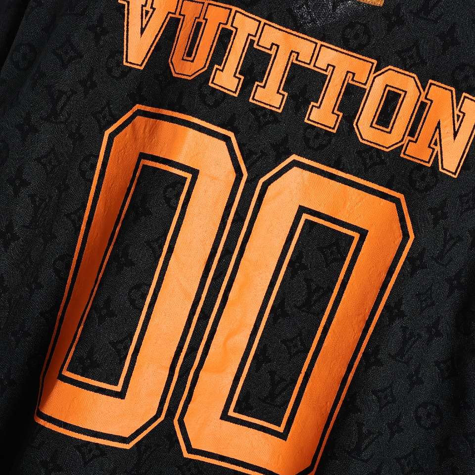 YESKICKS Louis Vuitton Monogram Orange Letter V Neck Short Sleeve T-Shirt For Unisex