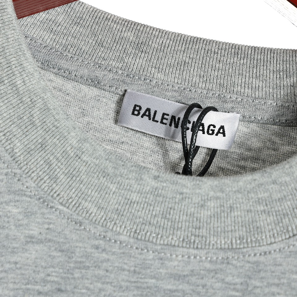 YESKICKS Balenciaga Love Element Pattern Logo Print T-shirt for Unisex Black And Gray