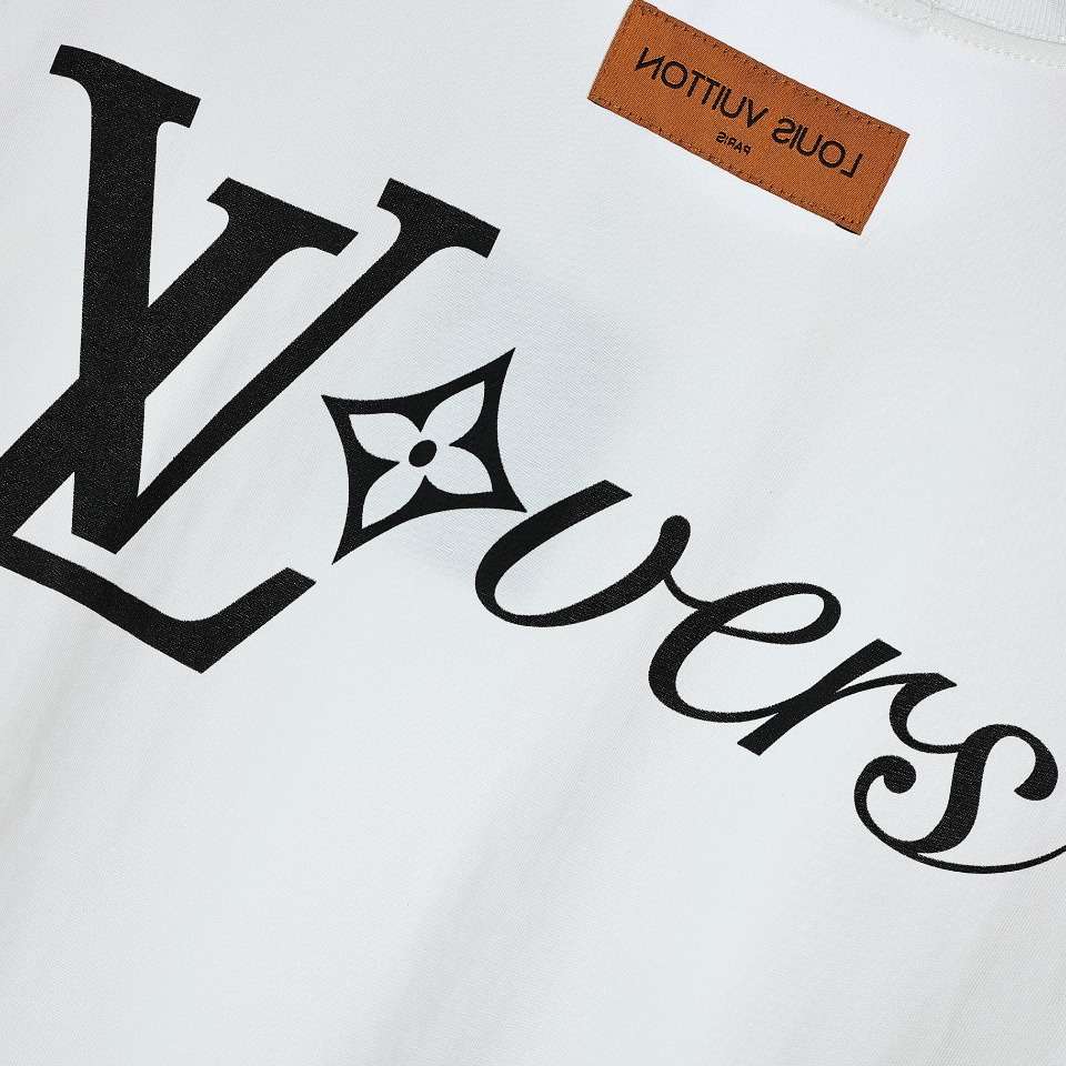 YESKICKS Louis Vuitton Letter Print T-Shirt For Unisex Black And White