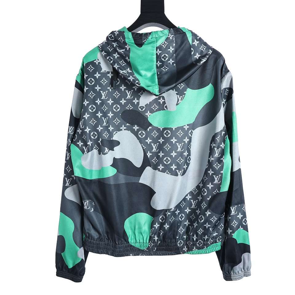 YESKICKS Louis Vuitton Complex Printed Hooded Long Sleeve Jacket For Unisex