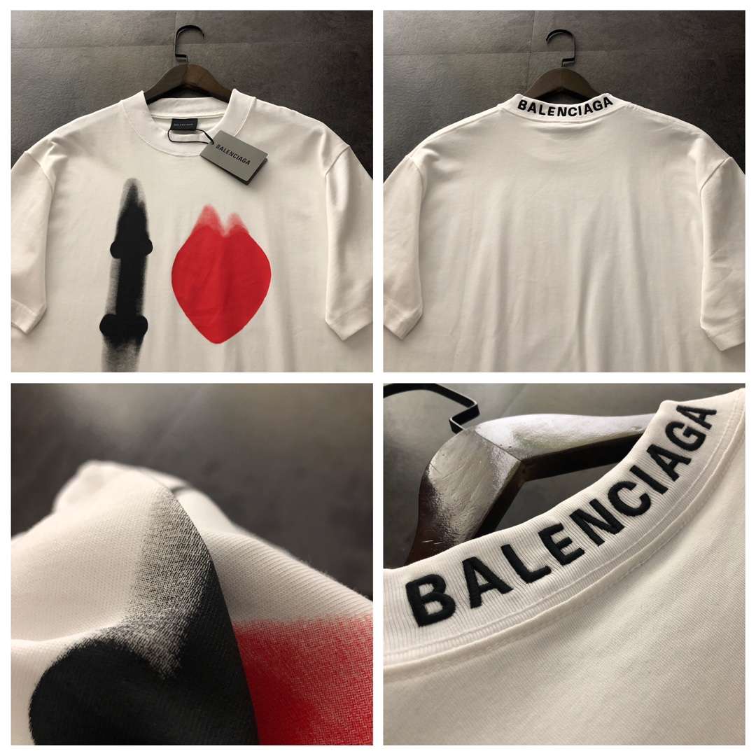 YESKICKS Balenciaga Print T-shirt for Unisex Black and White