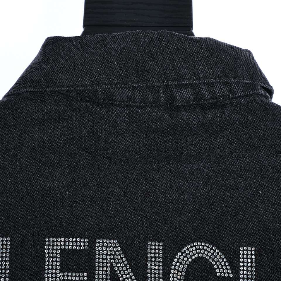 YESKICKS Balenciaga Denim Jacket With Rhinestones On The Back For Unisex