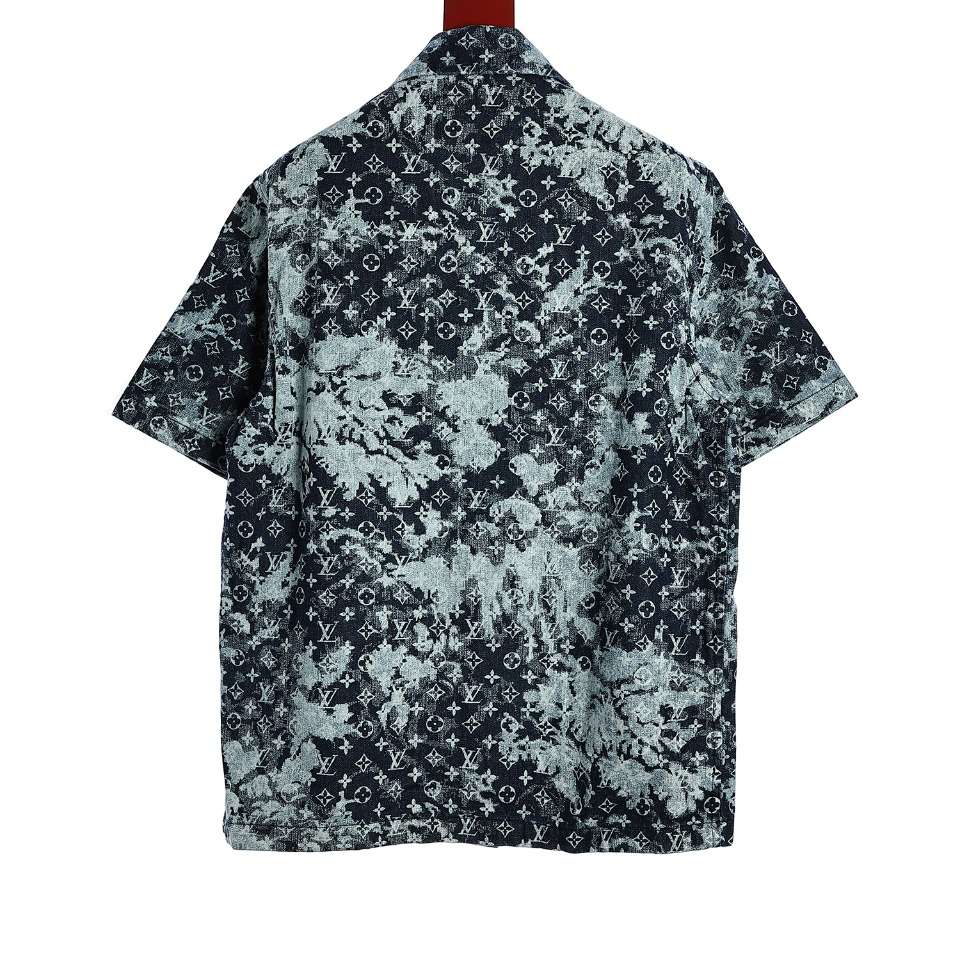 YESKICKS Louis Vuitton Monogram Rendered Denim Baseball Jersey Shirt For Unisex