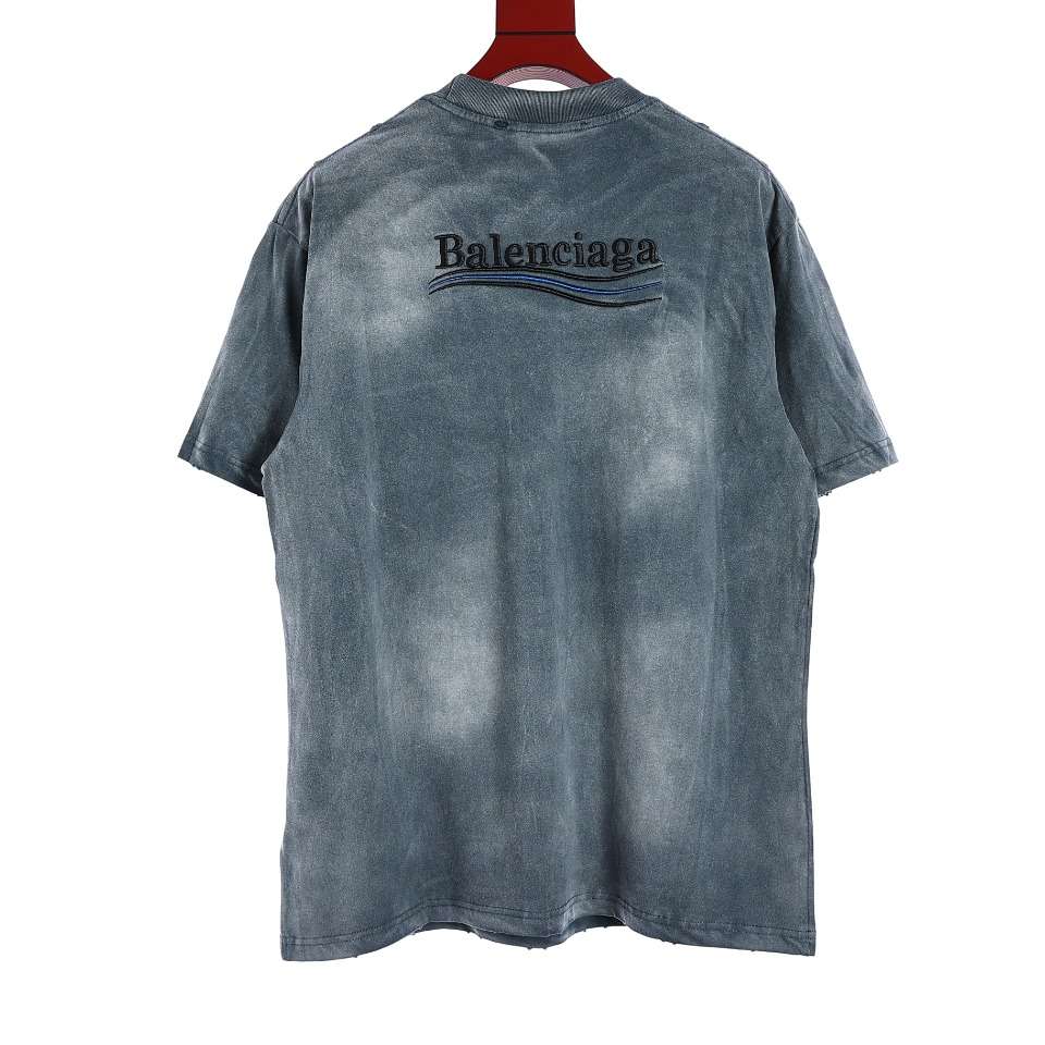 YESKICKS Balenciaga Washed Solid Color T-shirt for Unisex Blue Pink And Gray