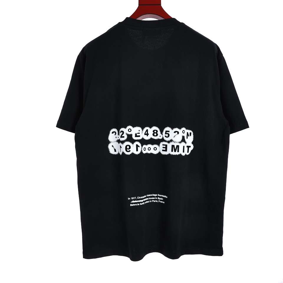 YESKICKS Balenciaga Logo Letter Print T-shirt for Unisex Black And White