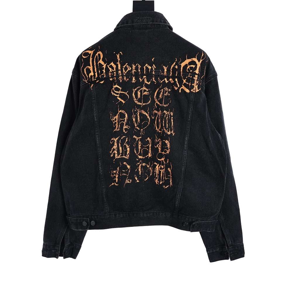 YESKICKS Balenciaga Mud Dyed Sanskrit Destroyed Denim Jacket For Unisex