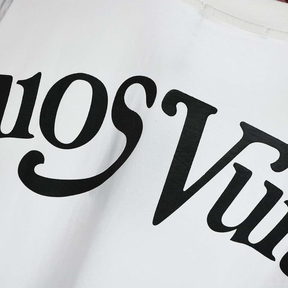 YESKICKS Louis Vuitton Logo Letter Print T-Shirt For Unisex Black And White