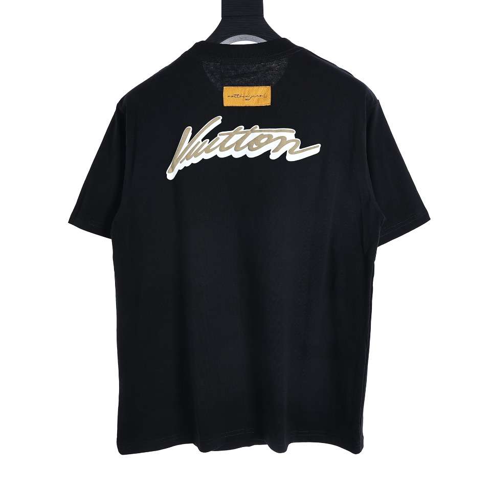 YESKICKS Louis Vuitton Velvet Letter Foam Print Short Sleeve T-Shirt For Unisex