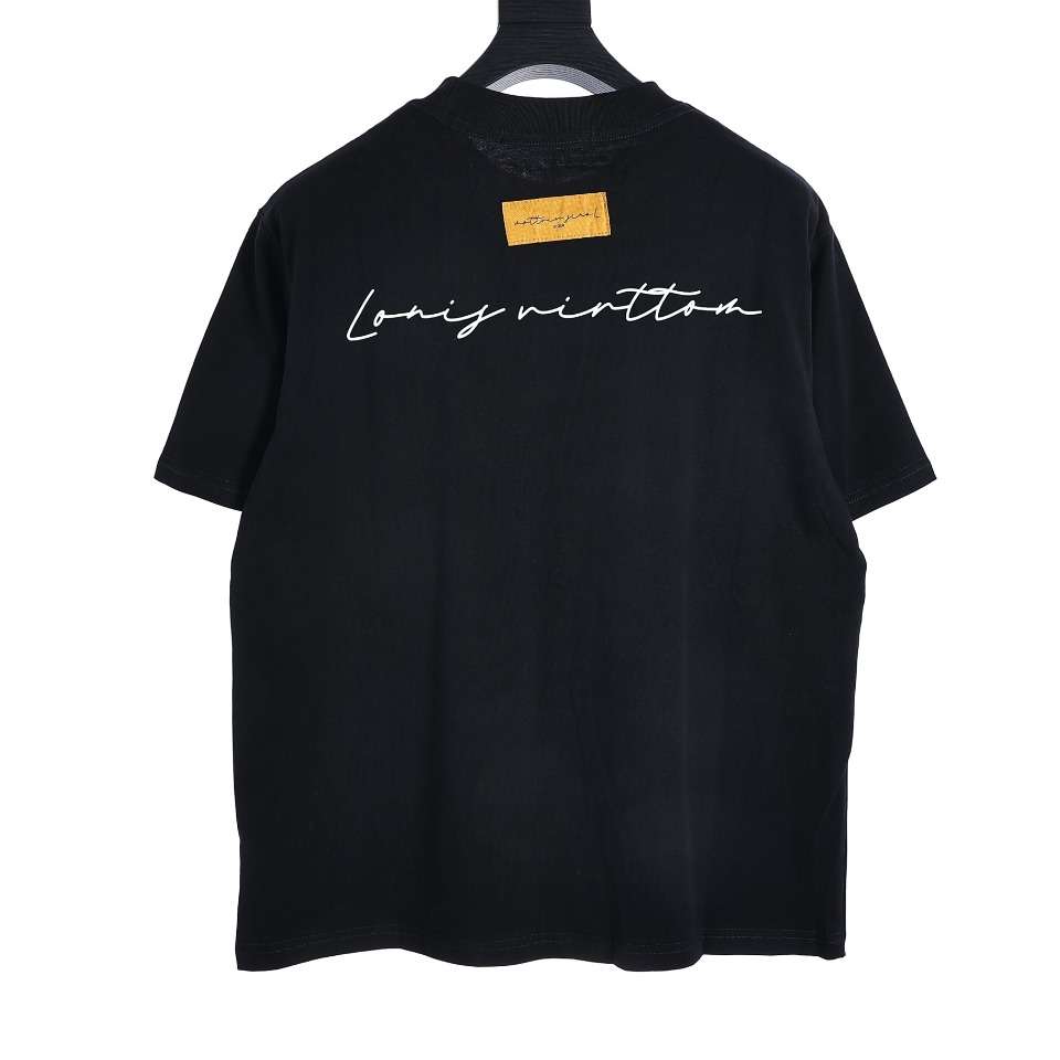 YESKICKS Louis Vuitton Frequency Cursive Embroidery Short Sleeve T-Shirt For Unisex