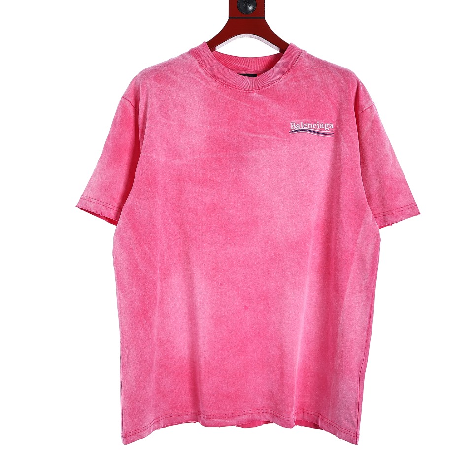 YESKICKS Balenciaga Washed Solid Color T-shirt for Unisex Blue Pink And Gray