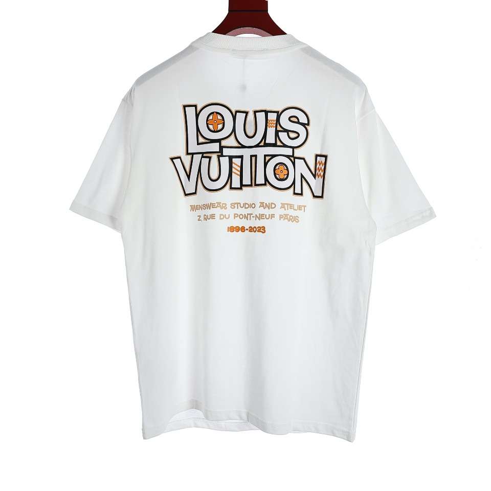 YESKICKS Louis Vuitton Colorblocked Logo Print T-Shirt For Unisex Black And White