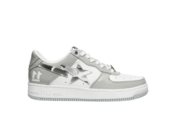 YESKICKS BapeSta White Leather Silver Logo Shoes Replicas