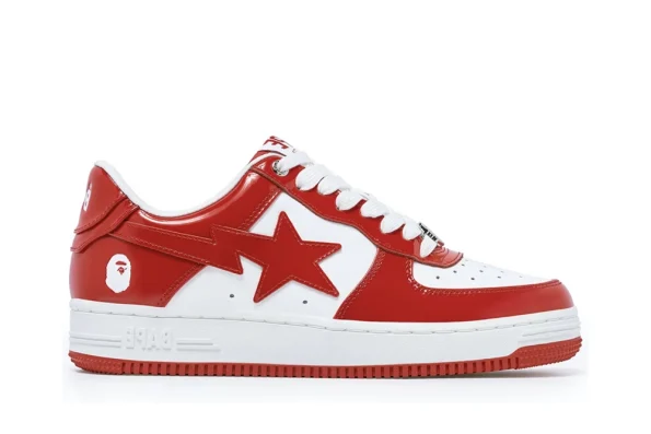 YESKICKS A Bathing Ape Bape Sta Patent Leather White Red  Replica