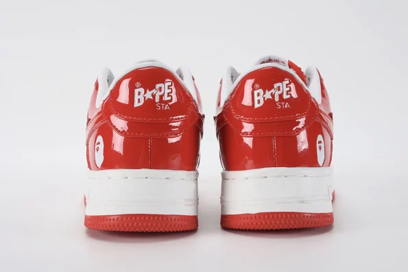 YESKICKS A Bathing Ape Bape Sta Patent Leather White Red  Replica