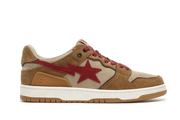 YESKICKS A Bathing Ape Sk8 Sta Wheat Red Replica