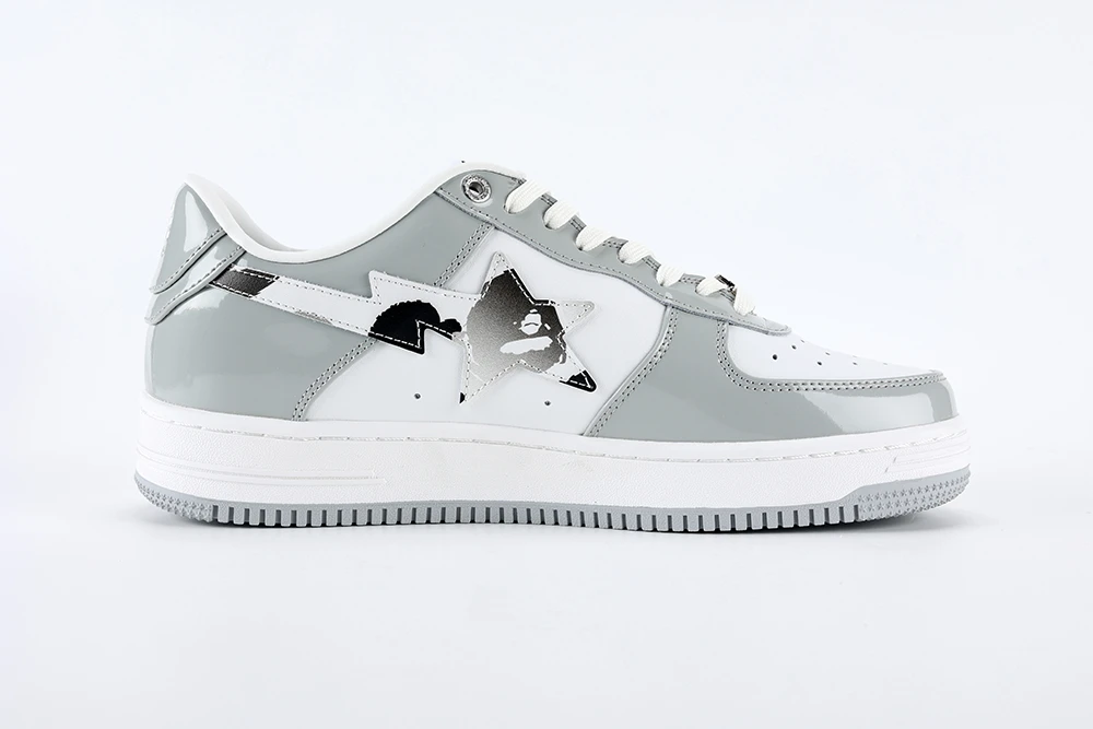 YESKICKS BapeSta White Leather Silver Logo Shoes Replicas