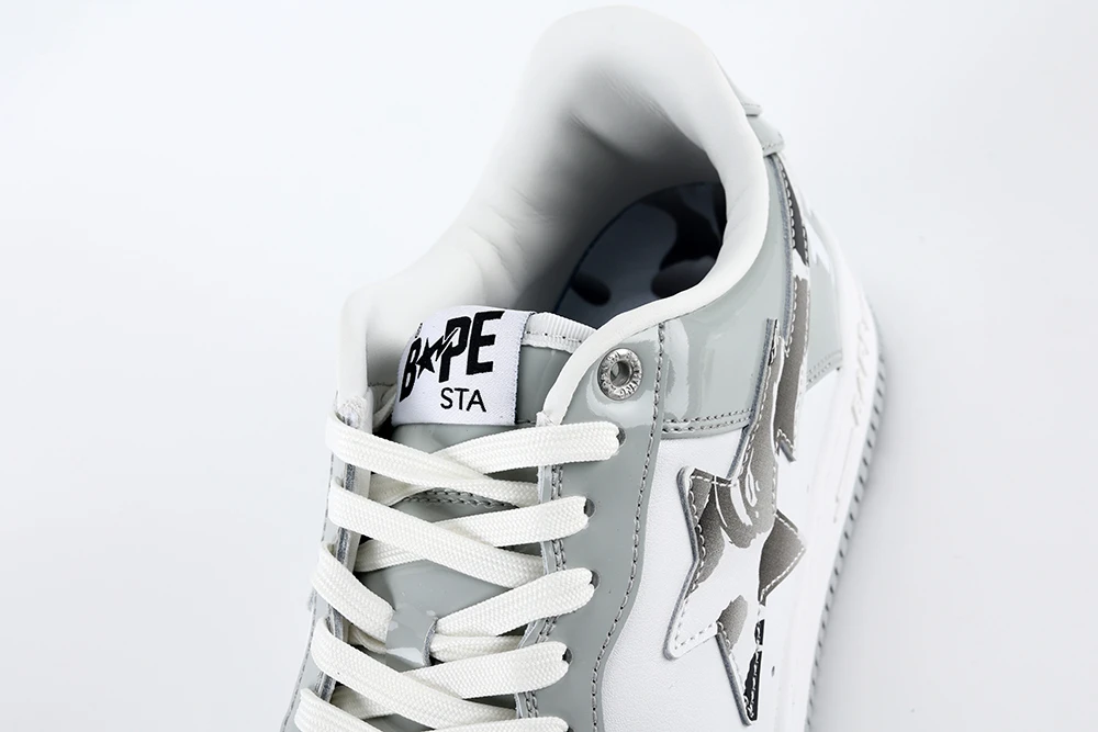 YESKICKS BapeSta White Leather Silver Logo Shoes Replicas