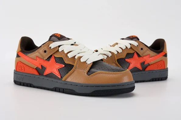 YESKICKS A Bathing Ape Bape SK8 Sta Brown Orange Replica