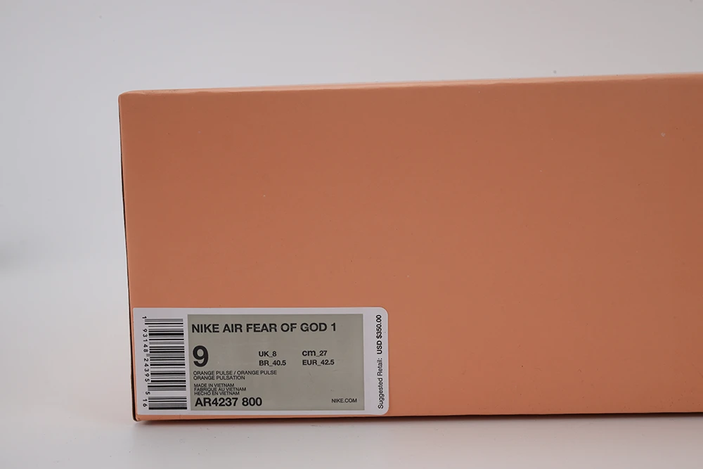 YESKICKS  Air Fear Of God 1 ‘Orange Pulse’ Replica AR4237 800