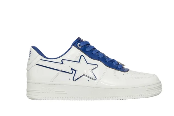 YESKICKS A Bathing Ape Bape Sta Patent Leather White Blue Replica