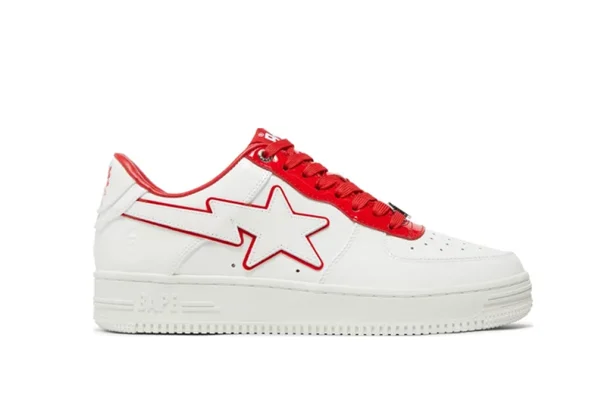 YESKICKS A Bathing Ape Bape Sta Patent Leather White Red  Replica