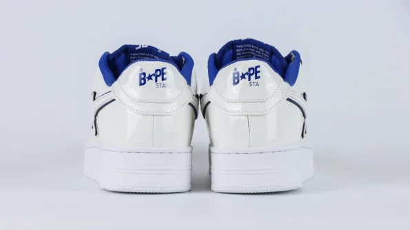 YESKICKS A Bathing Ape Bape Sta Patent Leather White Blue Replica